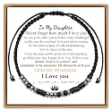 JoycuFF To My Daughter Gifts from Mom Dad Morse Code Bracelets I Love You Birthday Thanksgiving Day Christmas Gifts for Daughter Wrap Stand Bracelets