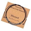 JoycuFF Inspirational ???????????????????? ???????????????? ???????????????????????????????????? ???????????? ???????????????????? Men Secret Message Obsidian Beads ???????????????????????????????? Woven Jewelry ?????????????