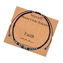 JoycuFF Faith Morse Code Inspirational Bracelets for Women Handmade Weave Warp Jewelry Best Friend Mom for Coworker Sister Daughter Birthday Mother's Day Gifts Fashion