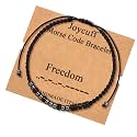 JoycuFF Freedom Morse Code Bracelets for Women Funny Inspirational Gifts for Mom Daughter BFF Handmade Secret Message Motivational Encouragement Empowerment Jewelry