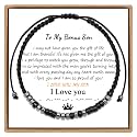 JoycuFF To My Bonus Son Birthday Gifts Morse Code Bracelets for Stepson from Bonus Mom Thanksgiving Day Christmas Gifts