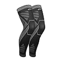 Joyfit Long Calf Compression Sleeve With Anti Slip Design, Full Leg Support, Reduce Muscle Swelling, &amp; Shin Splint- Ideal For Men &amp; Women at Gym And Home Workout (Pair) (Black-Grey, M)
