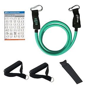 joyfit resistance tube - stackable toning tube bands foam handlesdoor anchor amp workout chart resistance band for home amp gym workout strength training and workout for men and women1pc green