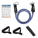 JoyFit Resistance Tube - Stackable Toning Tube Bands, Foam Handles, Door Anchor & Workout Chart - 5 Resistance Levels - Blue - Exercise & Strength Training - 1pc