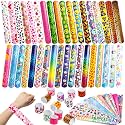 JOYIN 144 Pcs Slap Bracelets for Kids, Bulk Wristbands with Animals, Friendship, Heart, Party Favors, Classroom Prizes Birthday Exchanging Gifts,Goodies Bag Stuffers Fillers