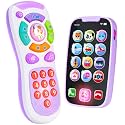 JOYIN Baby Learning Phone and Remote Toy for Toddler, Fun Smartphone Toys with Music for Infants, Boys or Girls, Holiday Stocking Stuffers, Kids Birthday Gift, Purple