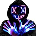 JOYIN Halloween Led Mask, Light Up Mask and Gloves for Cosplay Costume (Pink & Blue), 3 Modes Scary Glow in The Dark Masks for Halloween Party Dress Up Accessories, Gifts Giving