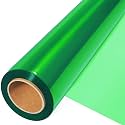 JOYIT 35 in x 50 ft Green Cellophane Wrap Roll - 2.5 Mil Thick Transparent Green Cellophane Wrapping Paper, Colored Cellophane Wrap for Gift Flower Basket Decoration (35" fold into 17.5")