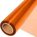 JOYIT 35 in x 50 ft Orange Cellophane Wrap Roll - 2.5 Mil Thick Transparent Orange Cellophane Wrapping Paper, Colored Cellophane Wrap for Gift Flower Basket Decoration (35" fold into 17.5")