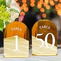 JOYIT Arch Wedding Table Numbers 1-50 with Stands, Gold Acrylic Signs