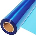 JOYIT Blue Cellophane Wrap Roll (200’ Ft. Long X 17.5” in. Wide) - 2.5 Mil Thick Transparent Blue Cellophane Wrapping Paper, Colored Cellophane Wrap for Gift Flower Basket Decoration
