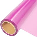 JOYIT Pink Cellophane Wrap Roll (50’ Ft. Long X 35” in. Wide) - 2.5 Mil Thick Transparent Red Cellophane Wrapping Paper, Colored Cellophane Wrap for Gift Flower Basket Decoration