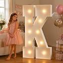 JoyMuse 4FT Marquee Light Up Letters,Large Marquee Letters 4 Feet Tall for Marry Me Proposal Decorations Big 4FT Letters with Lights for Baby Shower Party Decor, Letter K
