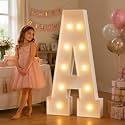 JoyMuse 4FT Marquee Light Up Letters,Large Marquee Letters 4 Feet Tall for Marry Me Proposal Decorations Big 4FT Letters with Lights for Baby Shower Party Decor, Letter A