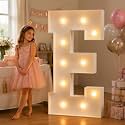JoyMuse 4FT Marquee Light Up Letters,Large Marquee Letters 4 Feet Tall for Marry Me Proposal Decorations Big 4FT Letters with Lights for Baby Shower Party Decor, Letter E
