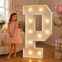 JoyMuse 4FT Marquee Light Up Letters,Large Marquee Letters 4 Feet Tall for Marry Me Proposal Decorations Big 4FT Letters with Lights for Baby Shower Party Decor, Letter P