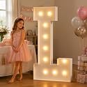 JoyMuse 4FT Marquee Light Up Letters,Large Marquee Letters 4 Feet Tall for Marry Me Proposal Decorations Big 4FT Letters with Lights for Baby Shower Party Decor, Letter L