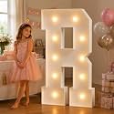 JoyMuse 4FT Marquee Light Up Letters,Large Marquee Letters 4 Feet Tall for Marry Me Proposal Decorations Big 4FT Letters with Lights for Baby Shower Party Decor, Letter R