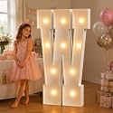 JoyMuse 4FT Marquee Light Up Letters,Large Marquee Letters 4 Feet Tall for Marry Me Proposal Decorations Big 4FT Letters with Lights for Baby Shower Party Decor, Letter W