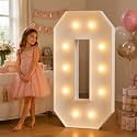 JoyMuse 4FT Marquee Numbers,Large Marquee Numbers 4 Feet Tall for Birthday Decorations Big 4FT Numbers with Light for Party Decor, Number 0