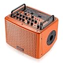 JOYO 40W Portable Acoustic Guitar Amp with Effect Rechargeable Bluetooth Combo Amplifier, Guitar &amp; Mic Channel 20 Drum Pattern, XLR DI Out, USB-C Recording &amp; Live Streaming for Phone (BSK-40 Orange)