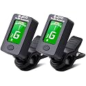 JOYO Bass Guitar Tuner Clip on Digital Mandolin Tuner - with Guitar, Bass, Ukulele, Violin, & Chromatic Tuning Modes (JT-01, Black, 2PCS)
