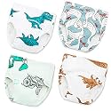 Joyo roy Soft Potty Training Pants 4 Packs Reusable Toddler Training Underwear 3T 100% Cotton Absorbent Kid Confident Potty Training Underwear for Boys Stretchable Waterproof Dinosaur Pee Pants