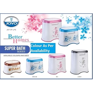 joyo super bath medium plastic bathroom stoolpatla  sitting stool for bathroom - grey get 1 piece lasaani 1000 ml fridge water bottle free with this bathroom stool