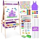 Joyooss Art Easel for Kids Easel for Toddlers,Adjustable Standing Wooden Toddler Easels Kid Whiteboard &amp; Chalk Board Kids Dry Erase Board,Art Easel for Kid Age 2-4 4-8 9-12 Drawing Easels