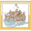 JOYSEWING Cartoon Animal Boat Stamped Kits Cross