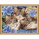 JOYSEWING Cats and Flowers Stamped kit Cross