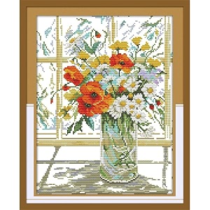 JOYSEWING Flower vase Pattern Stamped Cross Stitch