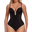 JOYSHAPER Women Shapewear Bodysuit Built in Bra Tummy Control U Plunge Backless Body Shaper Bra Thong Body Suits