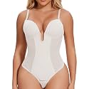 JOYSHAPER Women Shapewear Bodysuit Built in Bra Tummy Control U Plunge Backless Body Shaper Bra Thong Body Suits