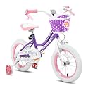 JOYSTAR Angel 12" Girls Bike Training Wheels/Basket, 2-4Y Purple