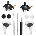 Joystick Replacement Kit for Oculus Quest 2 Controller, Repair Kit for Meta Quest 3 Controller, Include 2 Joysticks, T5 Screwdriver, Tweezer, Pry Tool, 4 Thumbstick Grips (Black-11-in one)