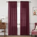Joywell Linen Curtains Burgundy 90 Inches Long