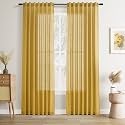 Joywell Linen Curtains Gold 96 Inches Long
