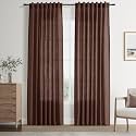 Joywell Linen Curtains Rustic Brown 96 Inches