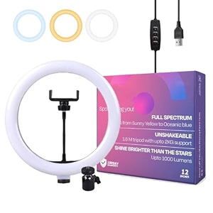 jpro 12 inch 3 options with adjustable brightness level usb powered ring light 180 rotation only ring light tripod is not included 1234