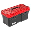 JPT 16 Inch Ultra Heavy Duty Plastic Tool Box | Empty Tool Storage Organizer with Thick Body, Metal Lock &amp; Removable Tray | Stackable Tool Box for Home &amp; Garage