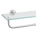 JQK Bathroom Glass Shelf, Shelf with 15 Inch Towel Bar Tempered Glass Shower Storage 16 by 5 inches, 304 Stainless Steel Brushed Finish Wall Mount, TGS100-BN