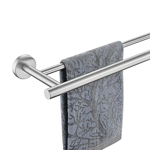jqk double bath towel bar 39 inch 304 stainless steel thicken 1mm towel rack for bathroom bath towel holder brushed wall mount useable length 36 inch tb100l36-bn