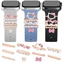 JR.DM 11-Pcs Super Bling Watch Charms with 9-Pcs Decorative Rings Loops 2-Pcs Decoration, Compatible with Apple Watch Band Metal Diamond Sliding Accessories for iWatch Series 11 10 9 8 7 6 5 4 3 2 1