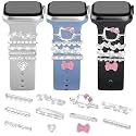 JR.DM 11-Pcs Super Bling Watch Charms with 9-Pcs Decorative Rings Loops 2-Pcs Decoration, Compatible with Apple Watch Band Metal Diamond Sliding Accessories for iWatch Series 11 10 9 8 7 6 5 4 3 2 1
