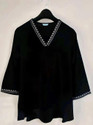 JR JEZREEL Casual Embroidered Women Black Top