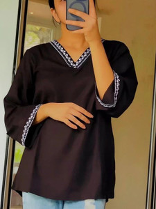 JR JEZREEL Casual Solid Women Black Top