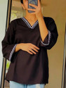 JR JEZREEL Casual Solid Women Black Top