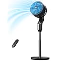 JRD Fan for Bedroom, 70° Oscillating Standing Fan, 100ft Quiet Pedestal Fans for Home Office, 85° Manual Vertical, Touch+Remote, 24H Timer,32 Wind Speeds, 39-43" Adjustable Height, Air Circulator