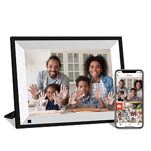 jren digital photo frame101 inch smart digital picture frame with hd touch screen auto-rotate share photos and videos via app anytime and anywhere